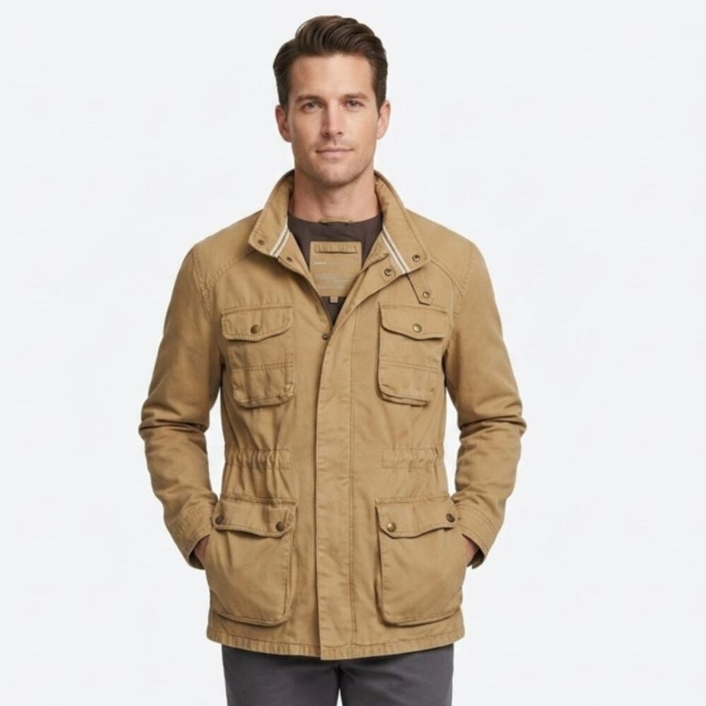 Timberland Earthkeepers Utility Field Jacket Mens L Tan Khaki Canvas Full Zip